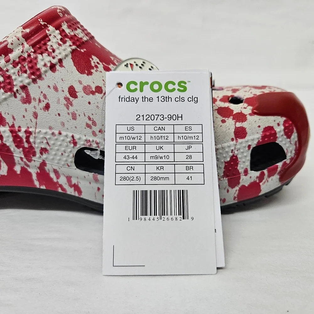 Crocs Friday the 13th Classic Clogs 212073-90H Red White Green Men's Size 10‎